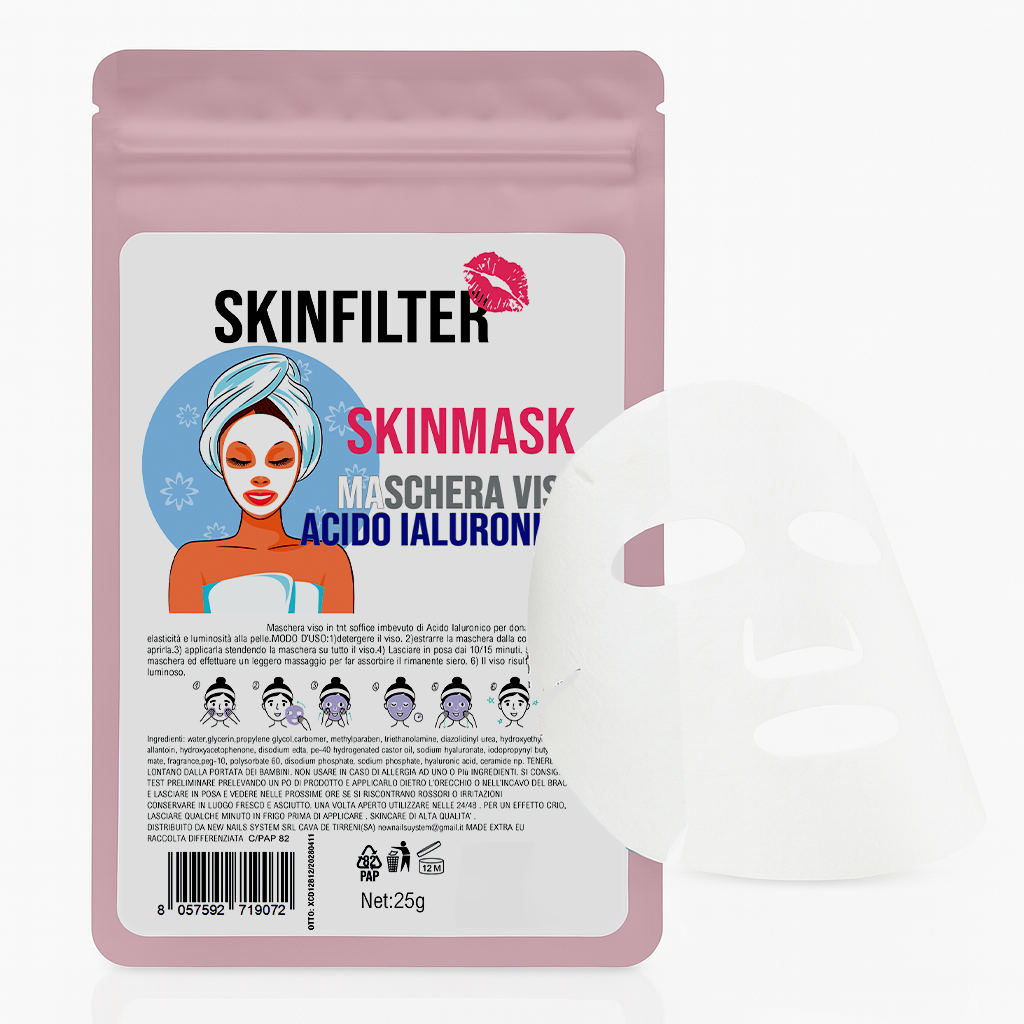 Maschera Viso Acido Ialuronico SKINFILTER – Idratazione Profonda e Glow