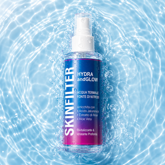 Acqua termale Skinfilter con acido ialuronico aloe vera e rosa