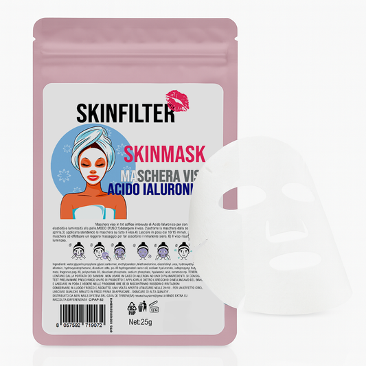 Maschera Viso Acido Ialuronico SKINFILTER – Idratazione Profonda e Glow